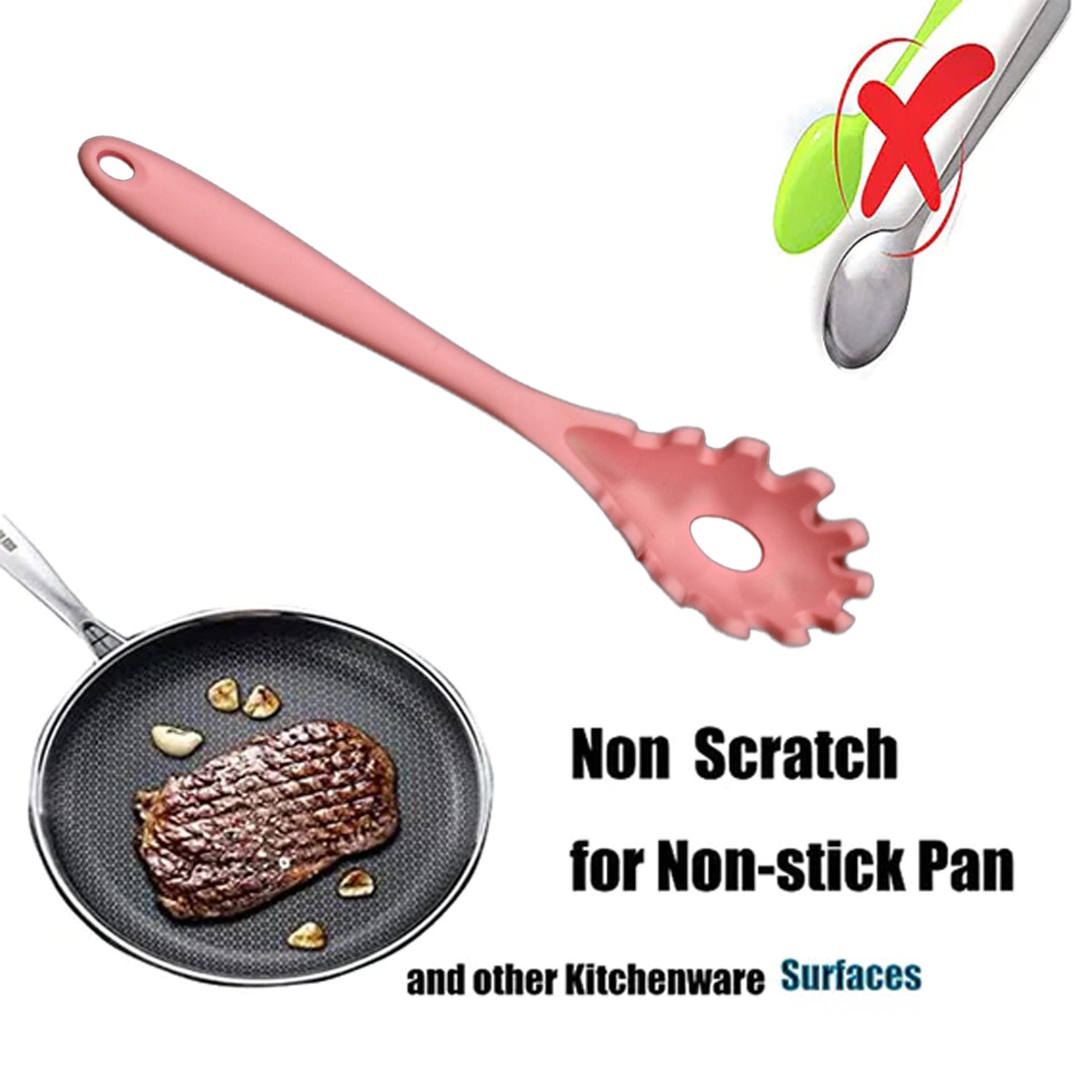 5425 Pasta Fork Silicone Cookware Spaghetti Strainer Server Spoon no Hurt The Pot High Temperature Resistant Nonslip. DeoDap 5425 Pasta Fork Silicone Cookware Spaghetti Strainer Server Spoon no Hurt The Pot High Temperature Resistant Nonslip. DeoDap